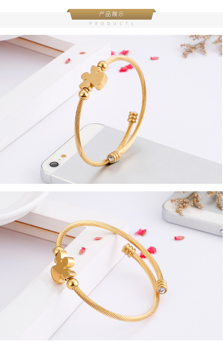 Kalen New Exquisite Titanium Ornament Japanese And Korean Style Simple Angel-shaped Zircon Bracelet Three Colors Optional display picture 2