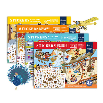 MiDeer弥鹿 儿童趣味场景静电贴纸画DIY动物交通城市玩具防水持久|ms