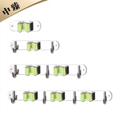304不鏽鋼拖把挂鈎排鈎免打孔壁挂衛生間拖布墩布收納挂架拖把夾