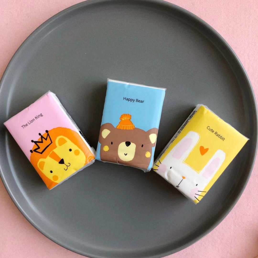 原生木漿手帕紙卡通三層無香擦手紙小包紙巾便攜式小包餐巾紙巾