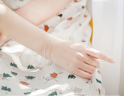 s925 sterling silver bracelet female ins niche design korean version simple personalized hand jewelry bestie three-layer jewelry