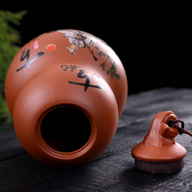 紫砂茶叶罐 创意葫芦茶叶罐双罐密封储茶罐茶叶容器大号半斤装