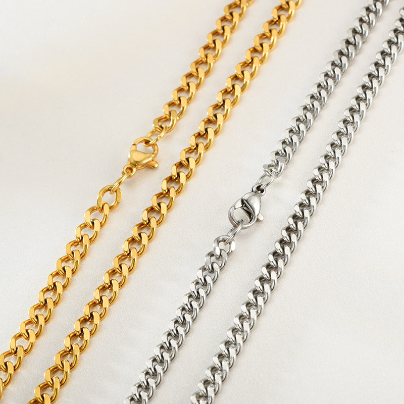 304 Stainless Steel Chain Material cable chain Chain Type Vacation Classic Style Solid Color 304 Stainless Steel Plating Men's Chain Necklace Men Chain Necklaces