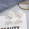 Silver needle, spherical crystal from pearl, earrings, silver 925 sample, internet celebrity