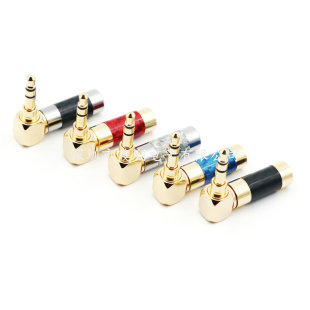 Carbon fiber 3.5mm gold-plated plug 3 stereo headset microphone welding joint diy 90 degrees L straight elbow