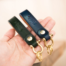 植鞣皮汽車鑰匙扣頭層牛皮支持刻印企業LOGO商務禮品