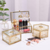 Retro golden glossy storage system, jewelry, gift box, stand, props, decorations, mirror effect