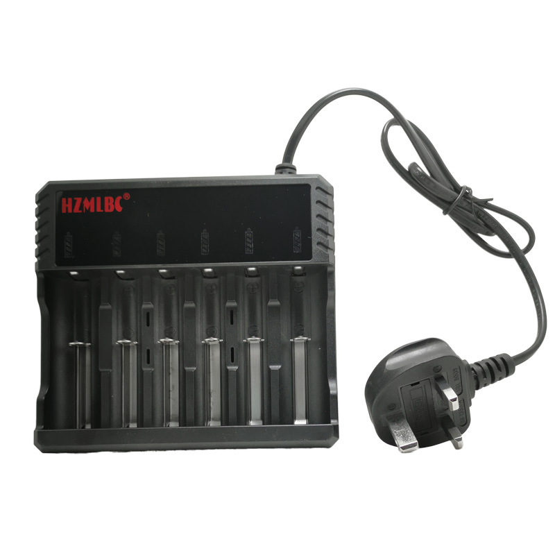 跨境爆款18650六槽鋰電池充電器14500 16340手電筒充電器正反可充