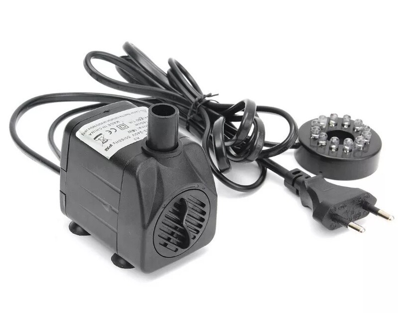 220V8W ac small water pump 8W small water pump lift 1.2 m with 12 color LED flow adjustable