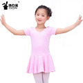秋冬款儿童芭蕾中国舞蹈裙短袖半袖练功服幼儿体操练功演出服女生