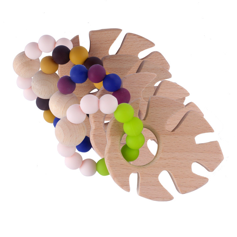 Bebé mordedor pulsera materna y suministros para niños mordedor palo juguete de haya Amazon Comercio exterior caliente pulsera de silicona