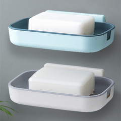免打孔雙層肥皂盒衛浴粘貼壁掛式瀝水香皂置物架雙層無痕貼皂盒