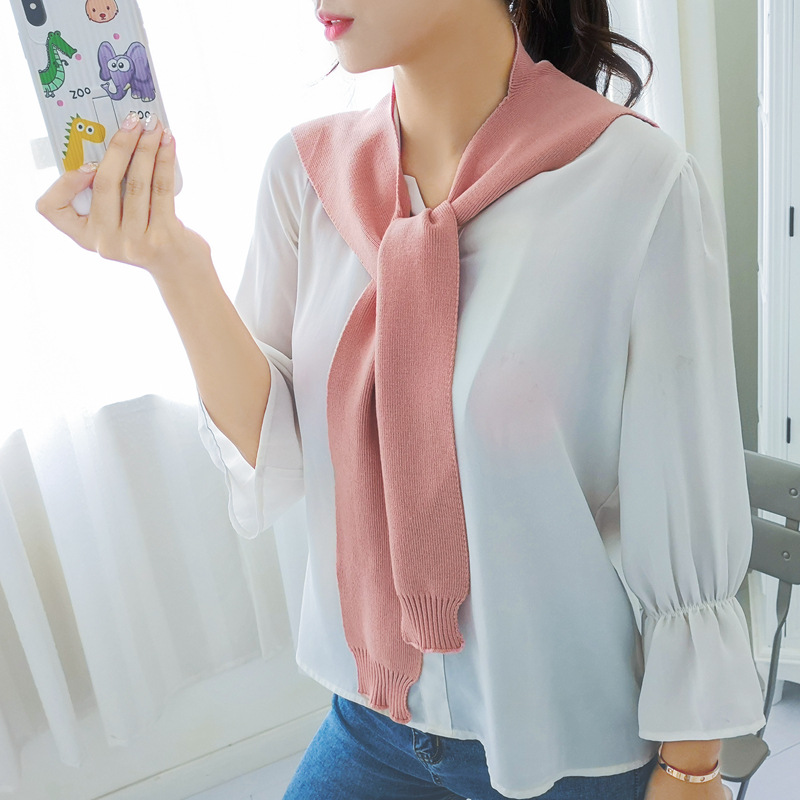 针织小披肩东大门空调披肩袖子搭肩假领绑带系带假领子