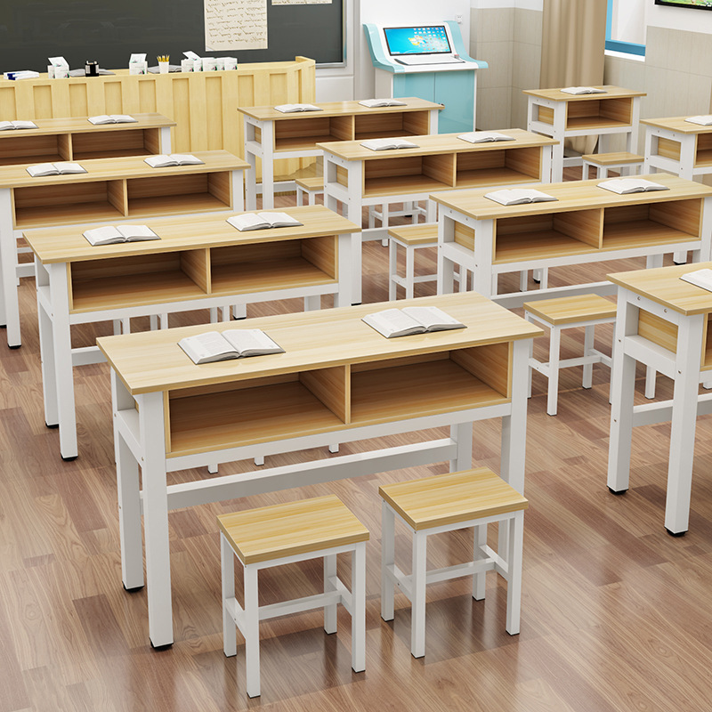 Student desk double with drawer single double three-person tutorial class training desks and chairs calligraphy table stool wholesale