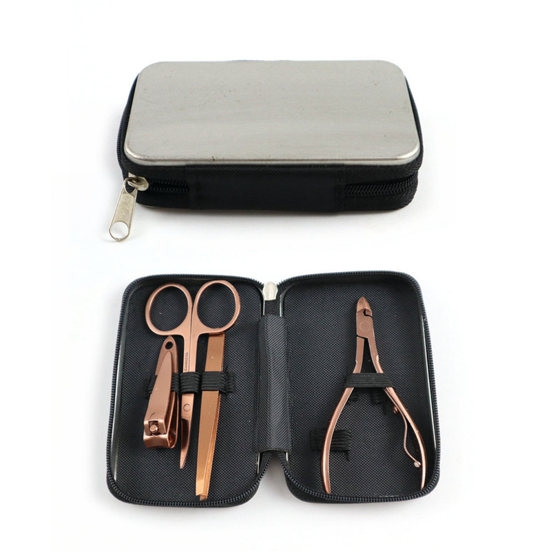 Zipper Tinplate Box Beauty Nail Tool Set Electrophoresis Color Nail Clipper Set Promotion Gift