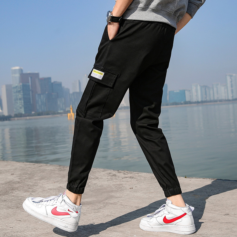 2019 spring and autumn new pattern Men's Trend Casual pants Harbor Wind man Overalls student Easy Versatile Ninth pants