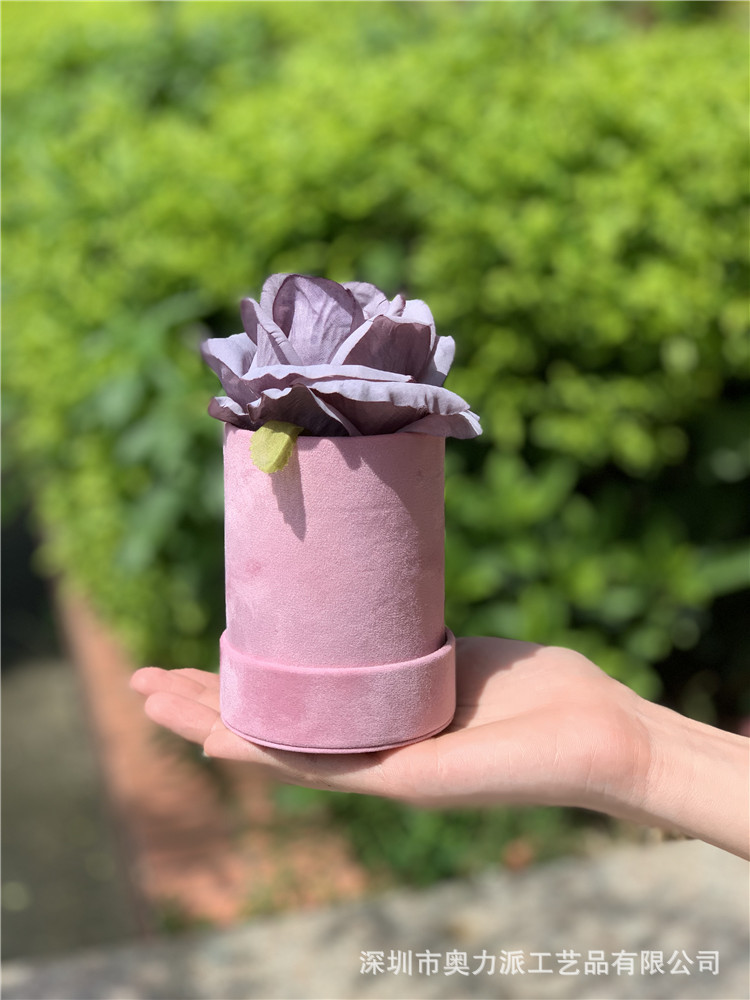 奥力派 现货  钻石绒布单支花礼盒  永生花鲜花礼盒  迷你花盒