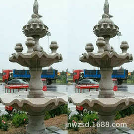 曲阳成品水钵加工厂 景观欧式吐水盘图片及价格 黄锈石喷水钵定做