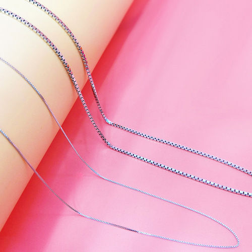S925 sterling silver box chain necklace jewelry pendant with chain box chain clavicle chain single chain Japanese and Korean simple wholesale