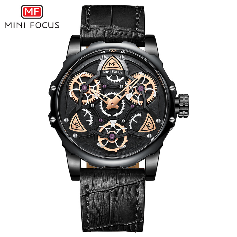 MINIFOCUS hombres casual cuarzo Correa reloj engranaje personalidad impermeable reloj MF0249G image 4