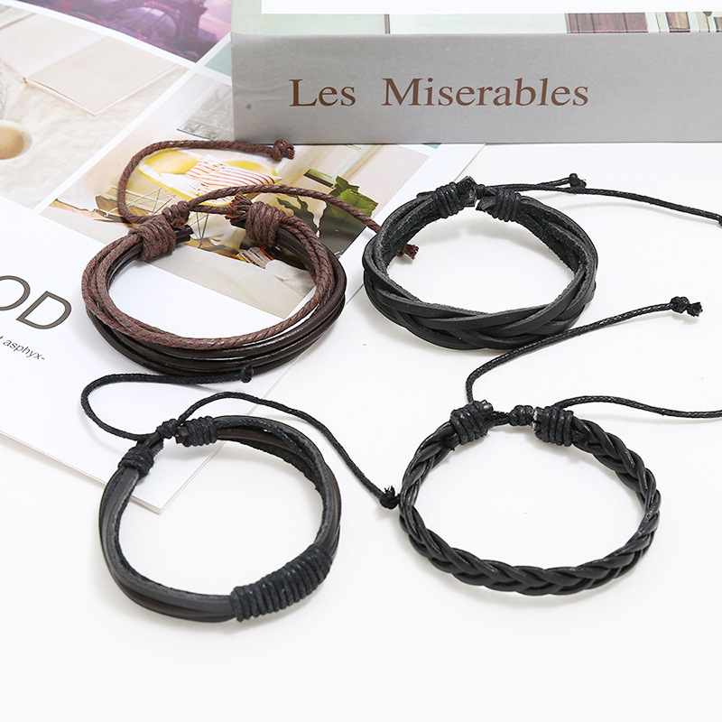 Jewelry Multi-layer Woven Leather Bracelet Diy Four-piece Combination Leather Bracelet display picture 3