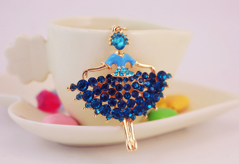39g Weight Alloy, Metal Material Angel Pattern Unisex Gender Lake Blue, White, Red Color Ballet Girl Metal Pendant Keychain 8