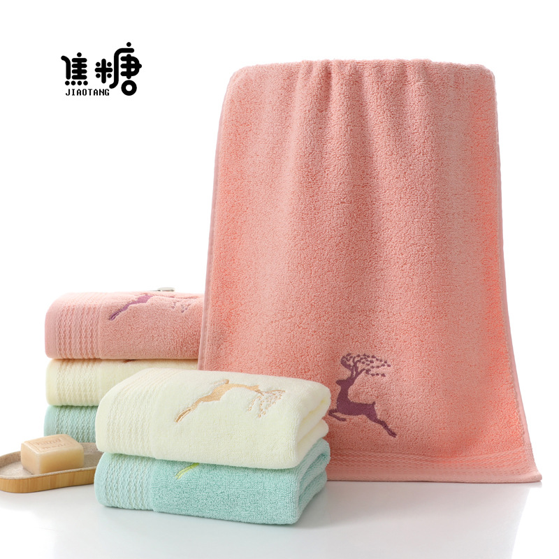 32 Yarn pure cotton towel Embroidery Fawn Nordic fresh soft water uptake Washcloth customized logo