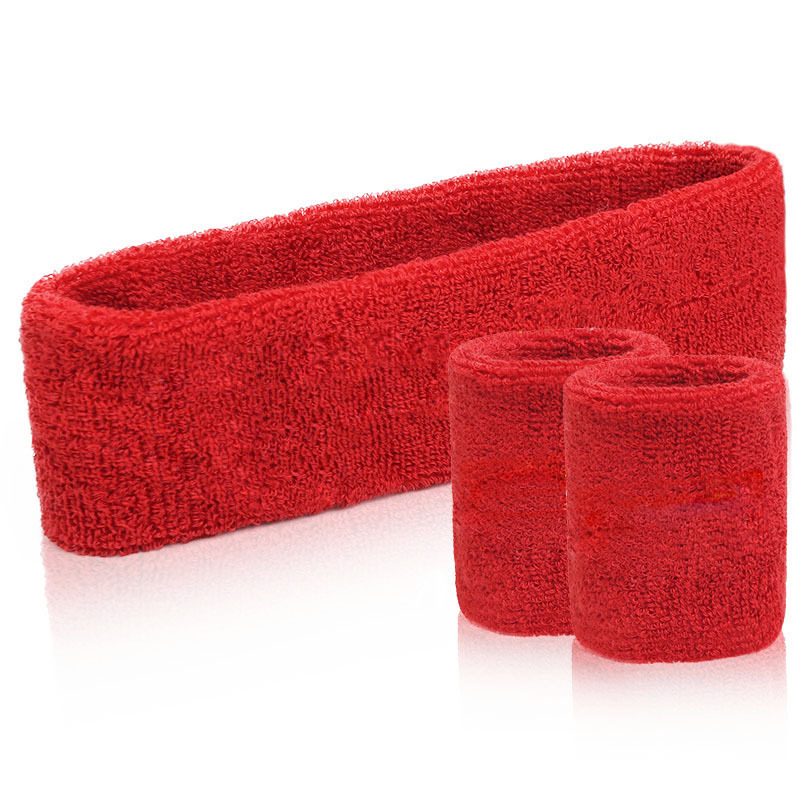 批發運動吸汗護腕頭帶壹套 毛巾頭帶定制logo 刺繡 繡花