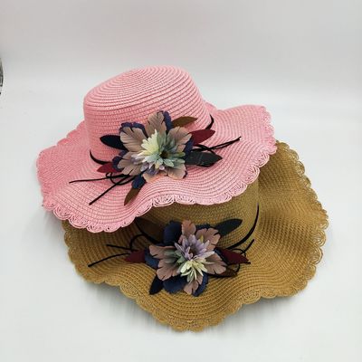 2019 summer new pattern Parenting lady Hat Flower Large canopies sunlight Beach hat Dome leisure time Sunscreen Straw hat