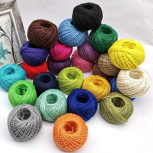 Factory supply colored jute rope 50 grams 25 colors photo wall decoration 3 strands 2mm Christmas jute rope tag rope 