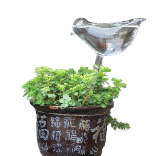 Transparent glass bird flower waterer creative lazy automatic water seepage flower waterer household green plant potted gardening supplies