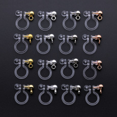 DIY饰品树脂耳夹透明塑胶U形夹配不锈钢金属珠针无耳洞耳饰配件