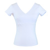 Top, cotton white sports clothing, V-neckline