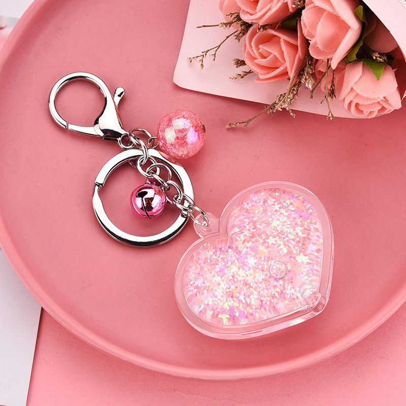 Korean  Acrylic Heart Flowing Sequins Quicksand Keychain Wholesale Nihaojewelry display picture 7