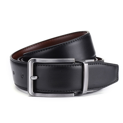 Factory direct supply of men's leather belts, men's business double-sided pin buckle belts, casual leather belts and cowhide belts