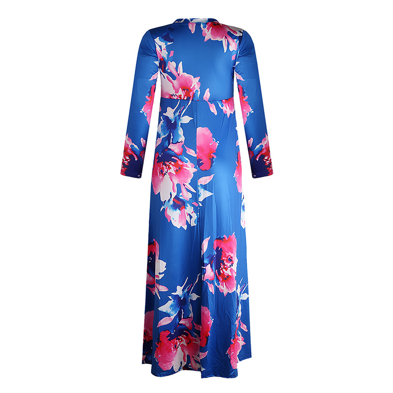 V-Neck Big Swing Print Dress NSKX33901