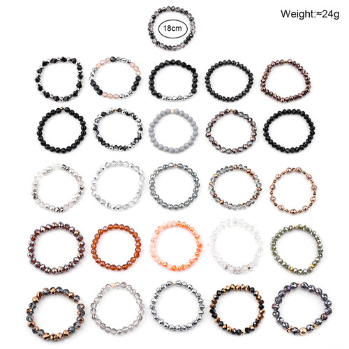 Cross-border European and American new DIY beaded crystal bracelet women's original elastic colorful faceted glass beads bracelet 