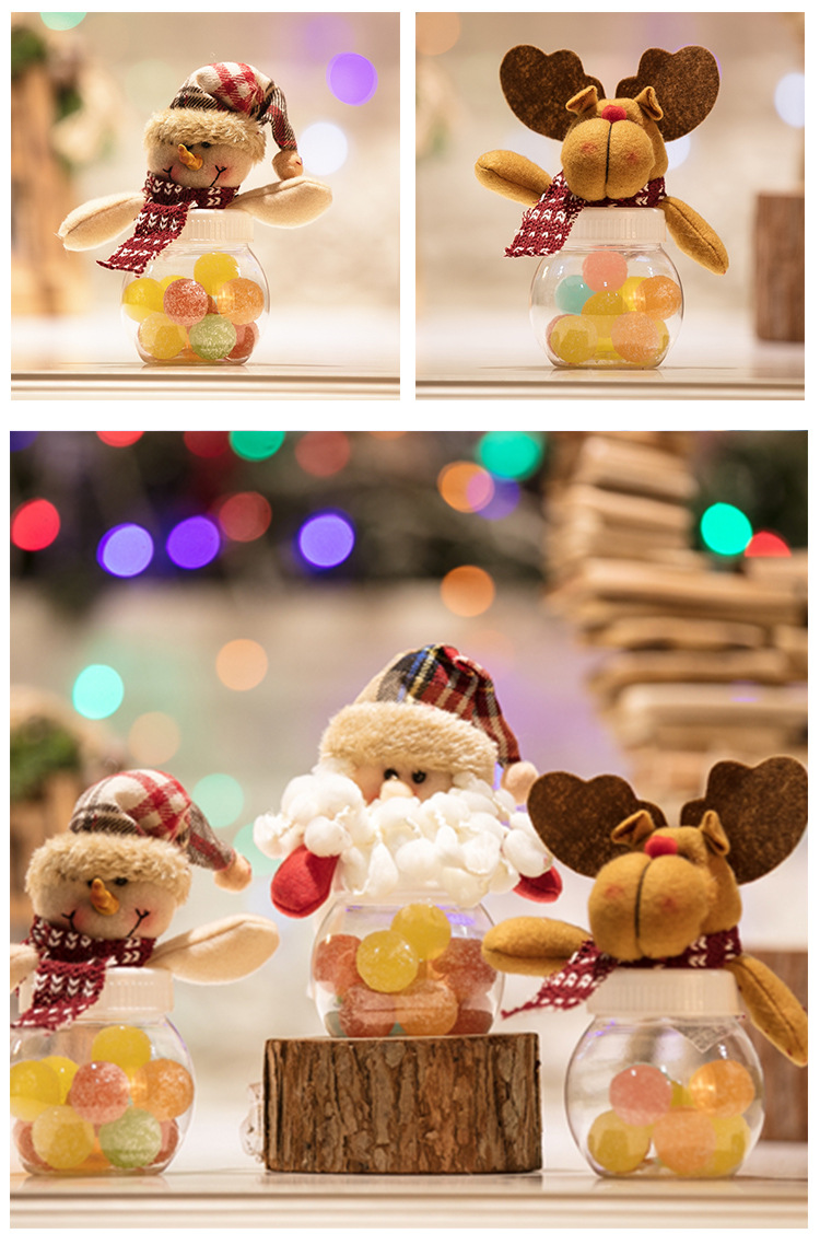 Χριστουγεννιάτικες διακοσμήσεις Νέο καρό δημιουργικό καρτούν Τρισδιάστατο κουτί με καραμέλες δώρου στρογγυλό πεντάστερο βάζο καραμέλας κούκλας_voghion.com