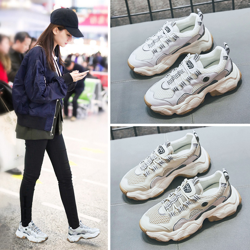 2019超火春季新款韩版百搭小白鞋女厚底松糕休闲运动鞋学生老爹鞋|ms