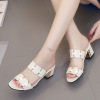 Slippers, summer footwear, fashionable slide, nail sequins, plus size