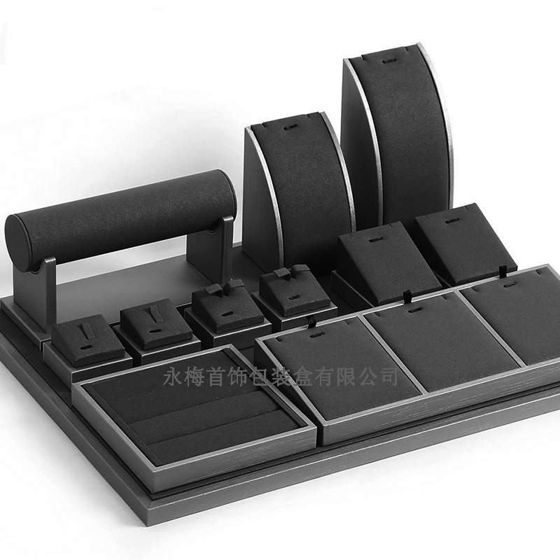 琥珀翡翠玉器首饰展示架项链架子挂架珠宝道具黑色饰品陈列套装