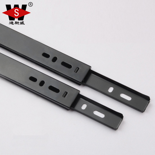 Disway factory wholesale 27mm wide two-section drawer slides silent steel ball buffer double fold drawer guide track