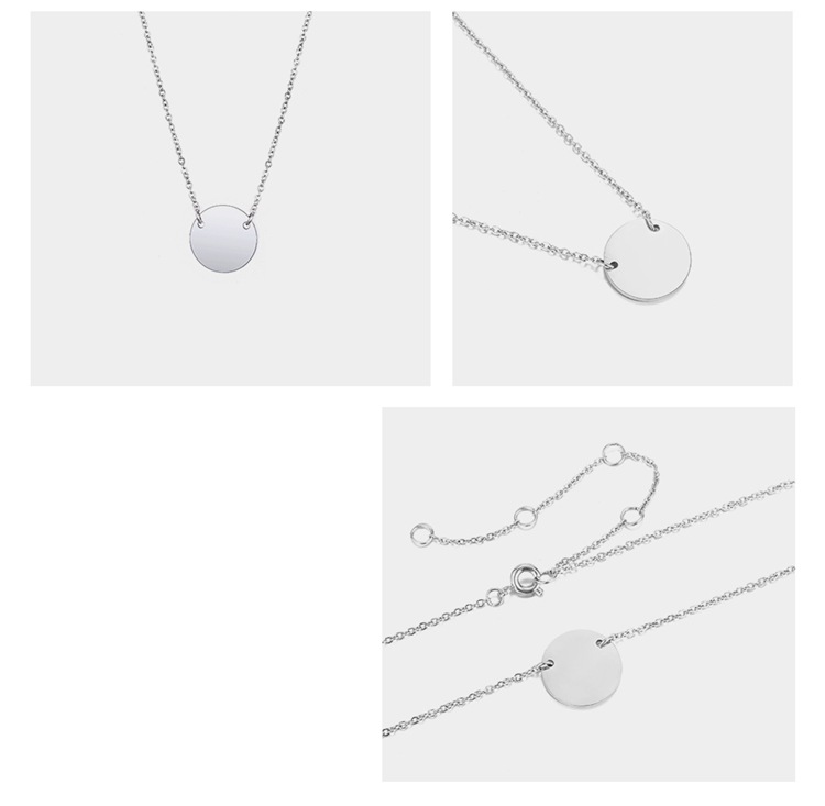 Stainless Steel Round Necklace Geometric Pendant Clavicle Chain display picture 6