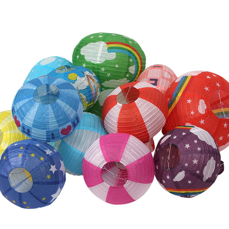 厂家批发彩色热气球婚庆幼儿园装饰气球灯笼生日派对折叠纸灯笼|ms