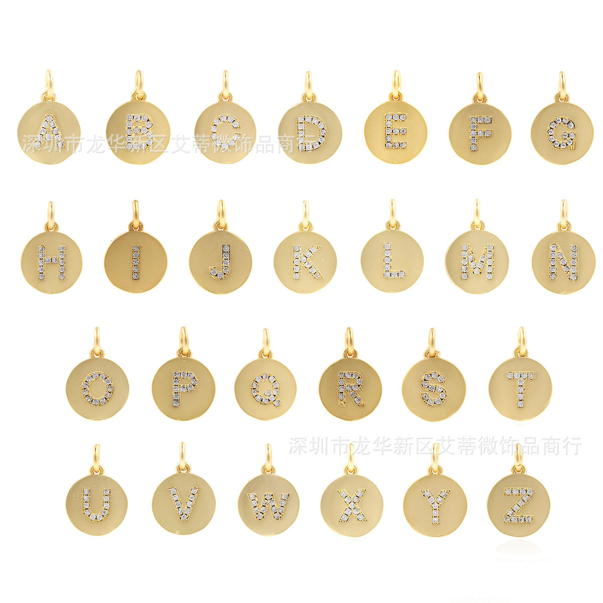 Golden pendant with letters