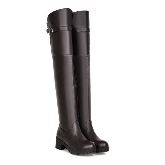 Sexy autumn new boots thick bottom thin elastic boots thick heel knee high boots side zipper round head extra long