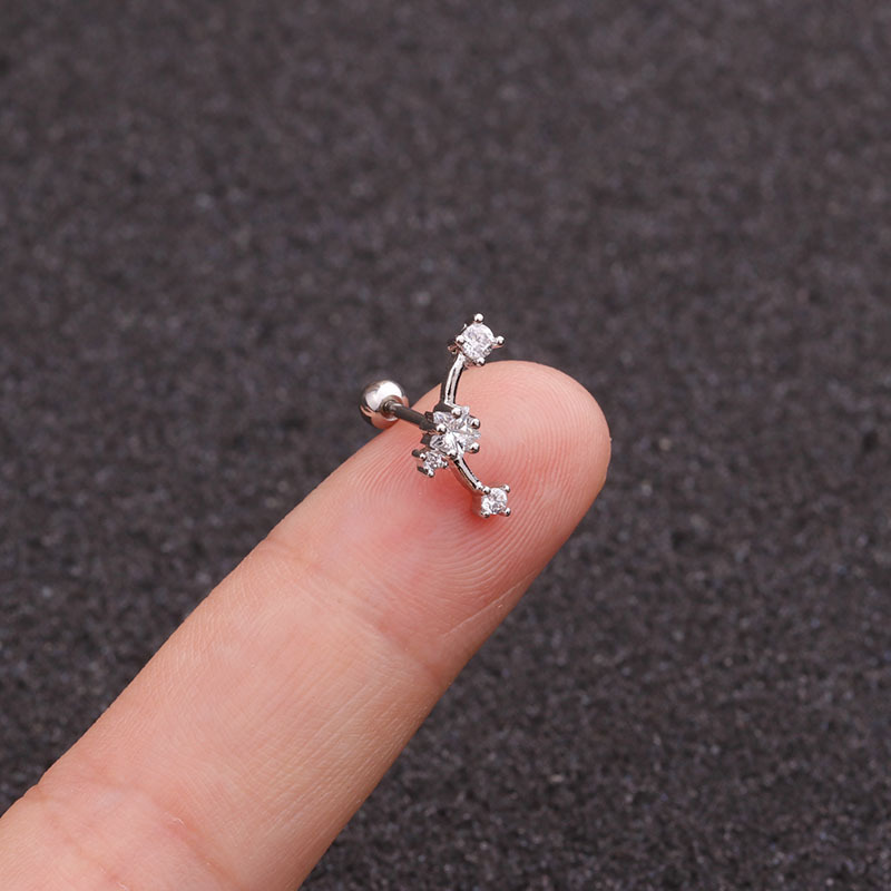 Ear Cartilage Rings & Studs Fashion Star 316 Stainless Steel  Copper Zircon display picture 10