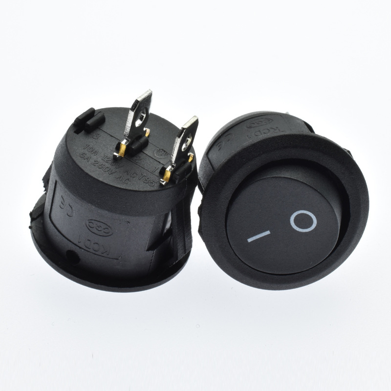 圆形开关 船型开关 翘脚开关  上圆下方 KCD1-2档2脚 全黑