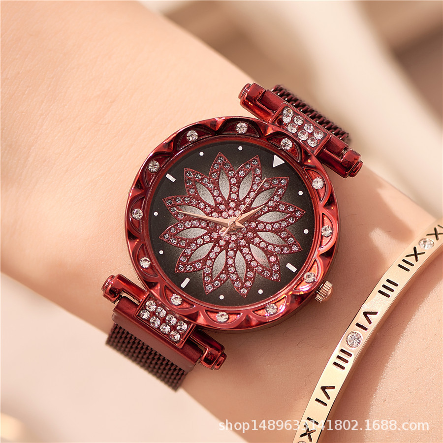 Los Diamantes De Moda Vienen A Trabajar Reloj De Pulsera De Cuarzo Reloj De Cielo Estrellado Reloj Femenino Imán De Magnetita Reloj De Correa De Malla De Milán Mujer display picture 10