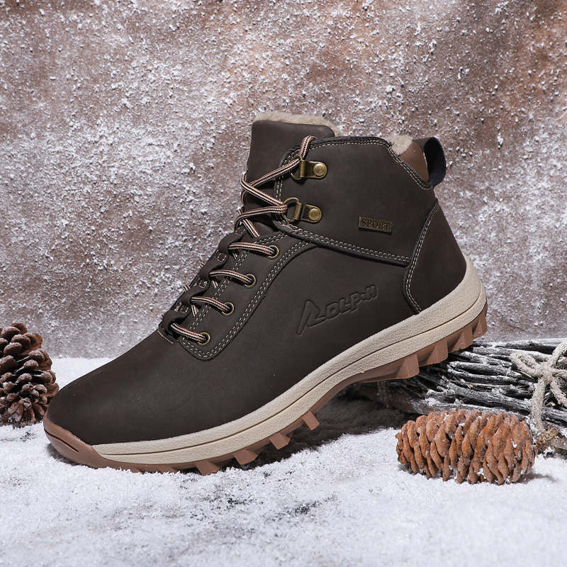 2019 Autumn and winter new pattern male Gaobang Outdoor Shoes Plush Plus gross keep warm Snow boots Climbing shoes Cross border Large 48